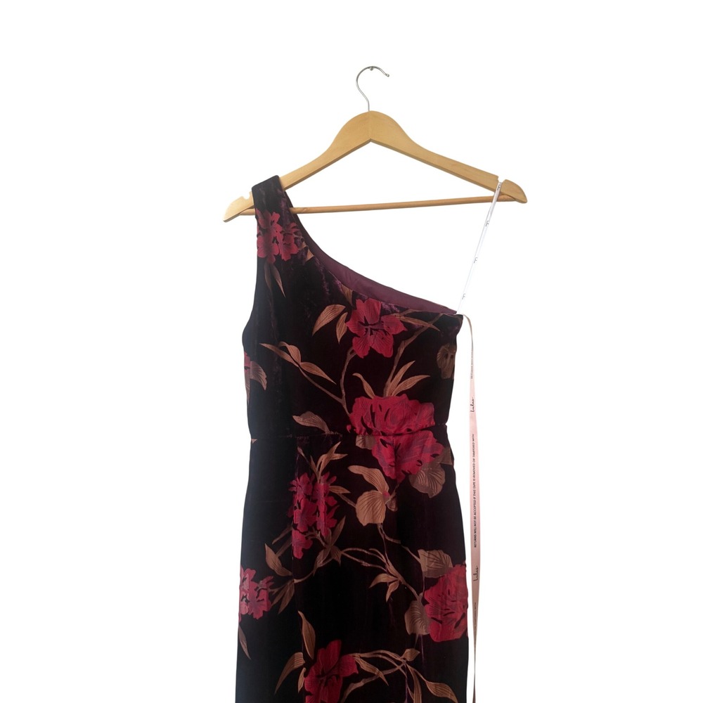 Lulu's Velvet Floral One Shoulder Maxi Dress‎ XS NWT Lace Formal Elegant Fitted - Picture 7 of 11